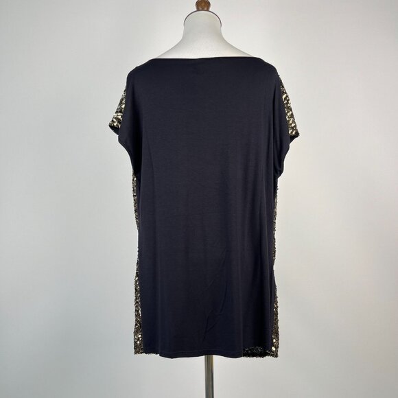NWT Mint Velvet Gold Sequins Top Stretch Short-Sleeved T-Shirt Size XL - Picture 3 of 12